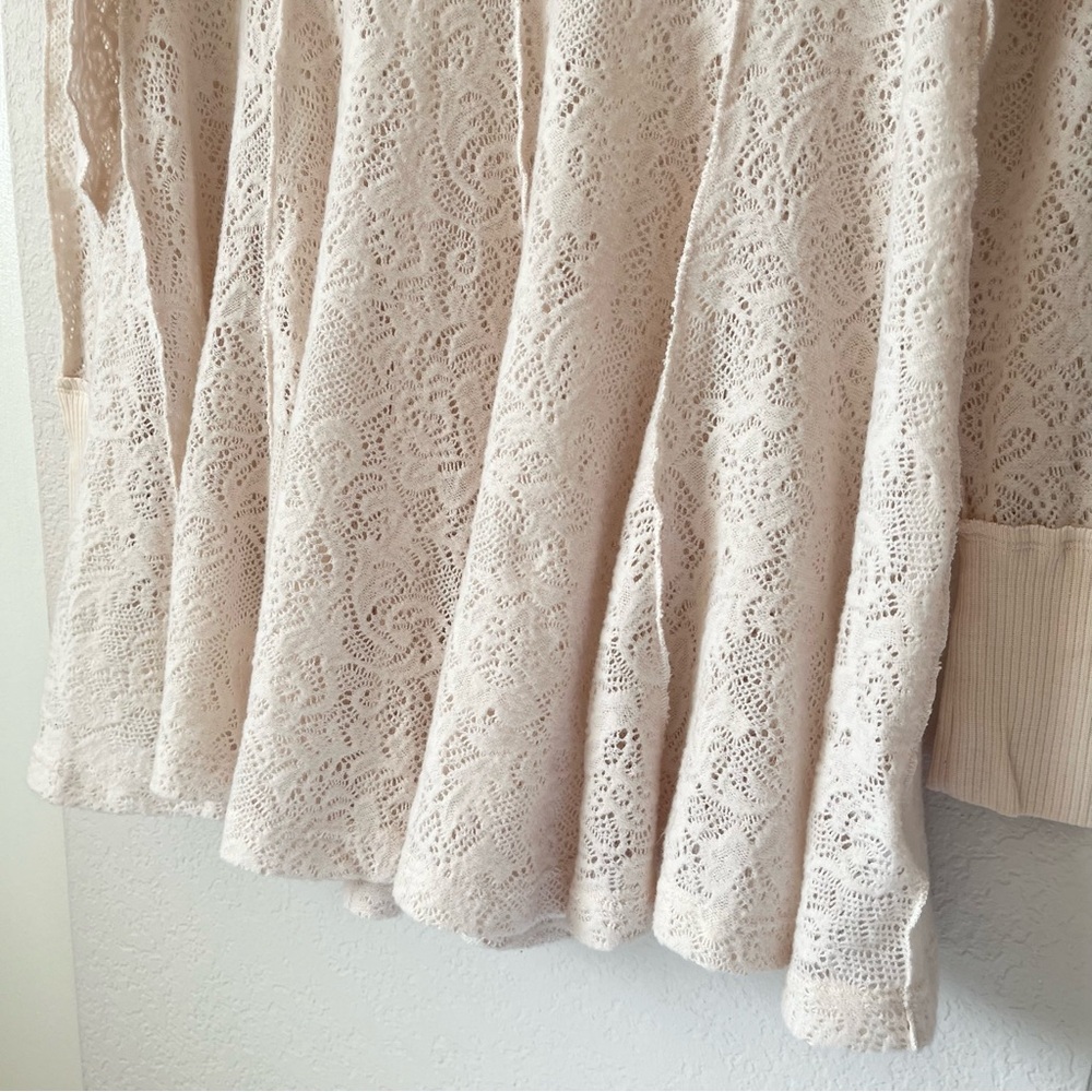 Free People Coffee In The Morning Tunic Crochet Knit Top Chamoix Medium Boho - Picture 8 of 15